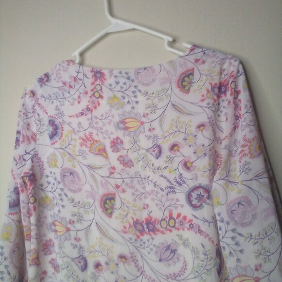 Rose & Olive Blouse Shirt XS Women Long Sleeve Elastic Bust Floral Colorful - Picture 3 of 14